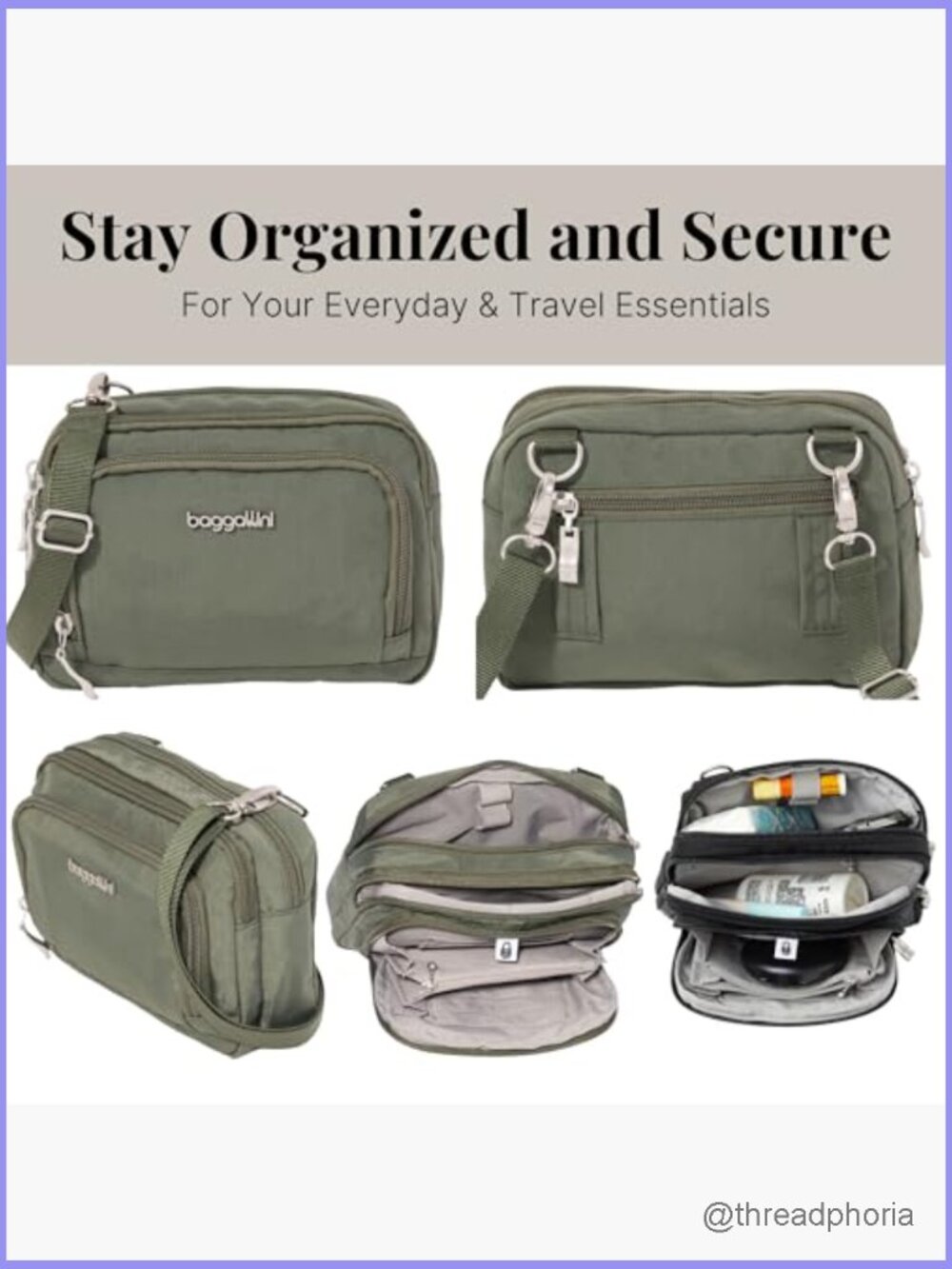 Triple Zip Crossbody Wallet RFID Convertible Fanny Pack - Picture 5 of 7